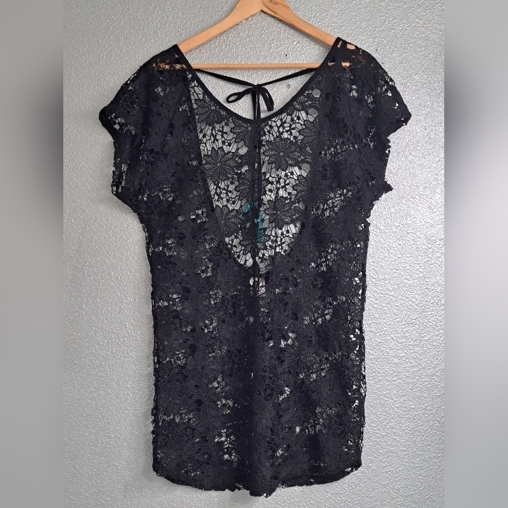 Black Lace Crocheted Swim   Suit/Cover Up    Size M